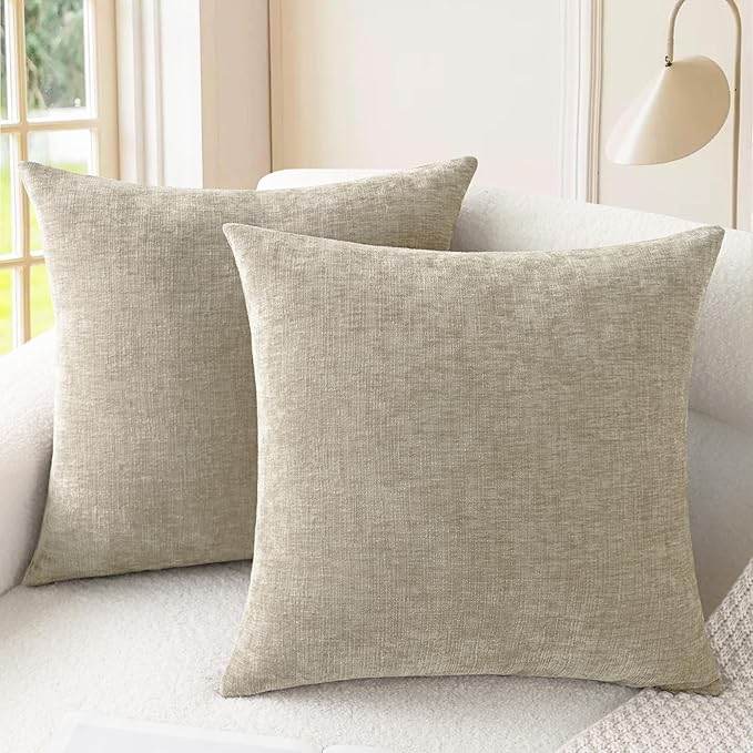 CaliTime Throw Pillow Covers Decorative 16 X 16 Inches Pack of 2 Cozy Chenille by CaliTime