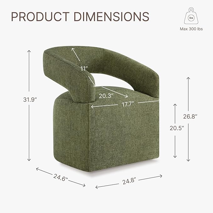 Upholstered Dining Chairs with Casters Easy Assembly Require Modern Barrel - Image 3
