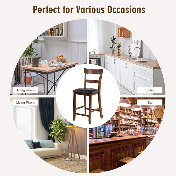 COSTWAY Barstools Set of 4, 25.5-Inch Counter Height Chair - Image 9