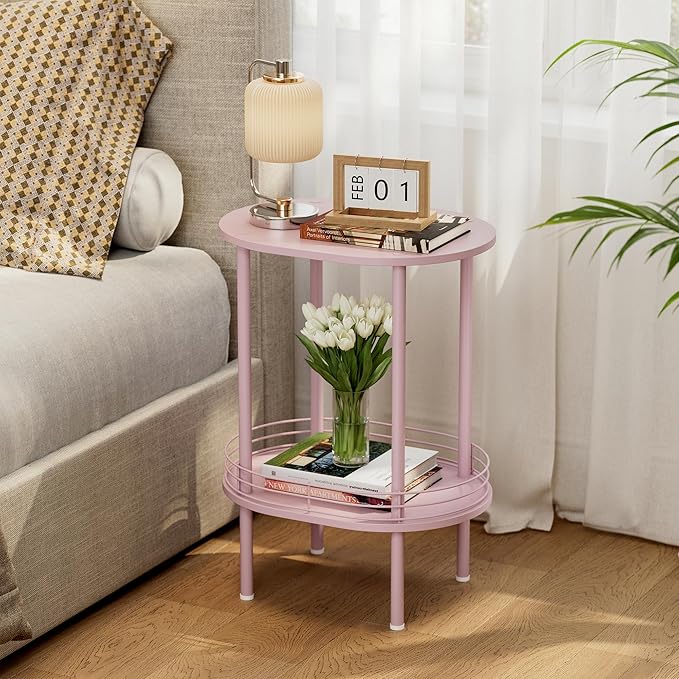 Small Round Side Table Set of 2, Bedside Table - Image 2