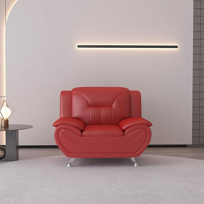 Container Furniture Direct Michael Modern Faux Leather Upholstered Stainless - Image 2