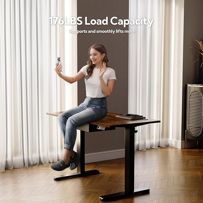 Seang Standing Desk with Drawer, 3 Memory Height Settings with Cable Grommets & - Image 4