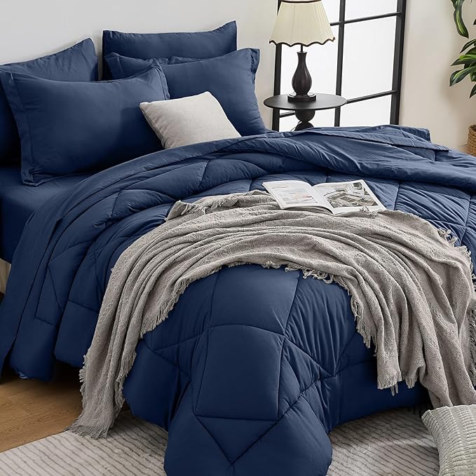 HEVUMYI Navy Blue Queen Comforter Set by HEVUMYI