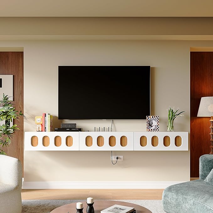 Floaticase Floating TV Stand, 70IN Fully Assembled High Gloss Wall Mounted - Image 3