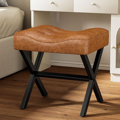 18-Inch Large Leather Vanity Stool, Vanity Chair - Image 2