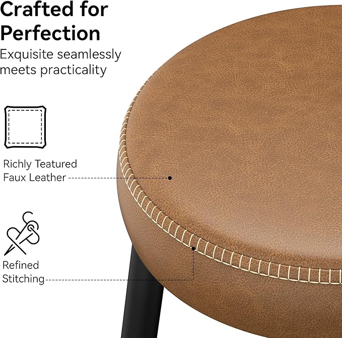 Counter Height Bar Stools, Upholstered Faux Leather Kitchen Counter Stools - Image 6