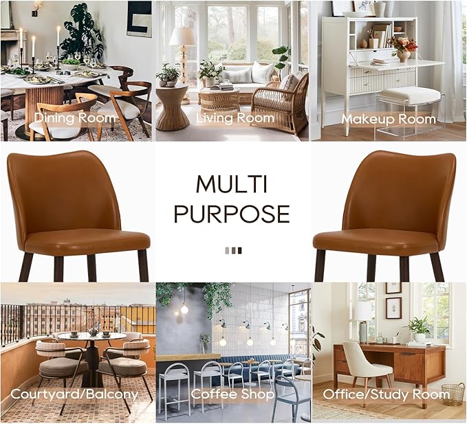 COLAMY Upholstered Dining Chairs Set of 4, Modern PU Leather Dining Room - Image 7