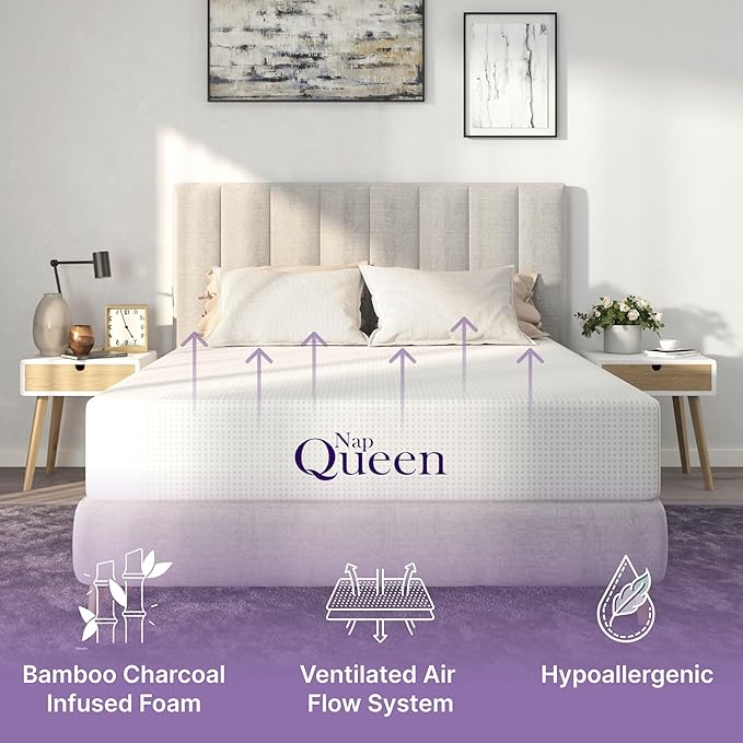 NapQueen 8 Inch Full Size Mattress, Bamboo Charcoal Memory Foam Mattress - Image 6