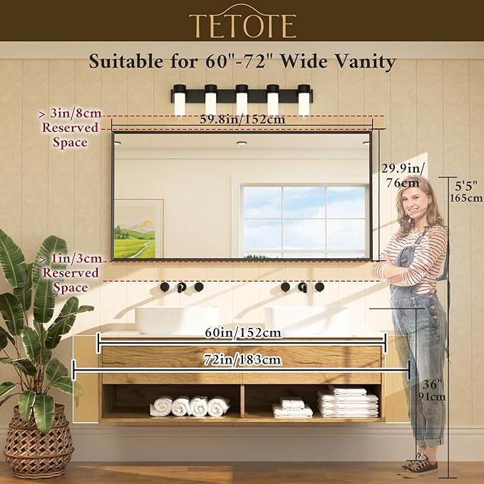 TETOTE Brushed Nickel Vanity Mirror - Image 5