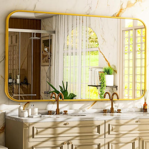 26 x 38 Inch Bathroom Mirror, Rounded Rectangular Vanity Mirror by EASLY