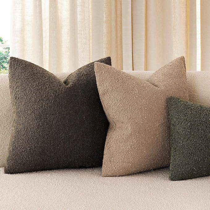 Foindtower Pack of 2 Textured Boucle Throw Pillow Covers Accent Solid Pillow - Image 7