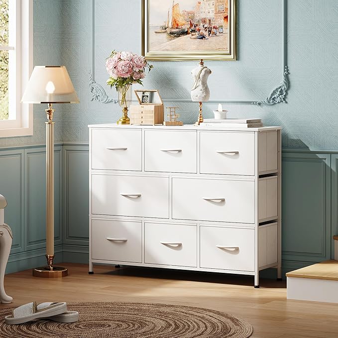 WLIVE 8 Drawer Dresser for Bedroom, Fabric White Dresser - Image 8