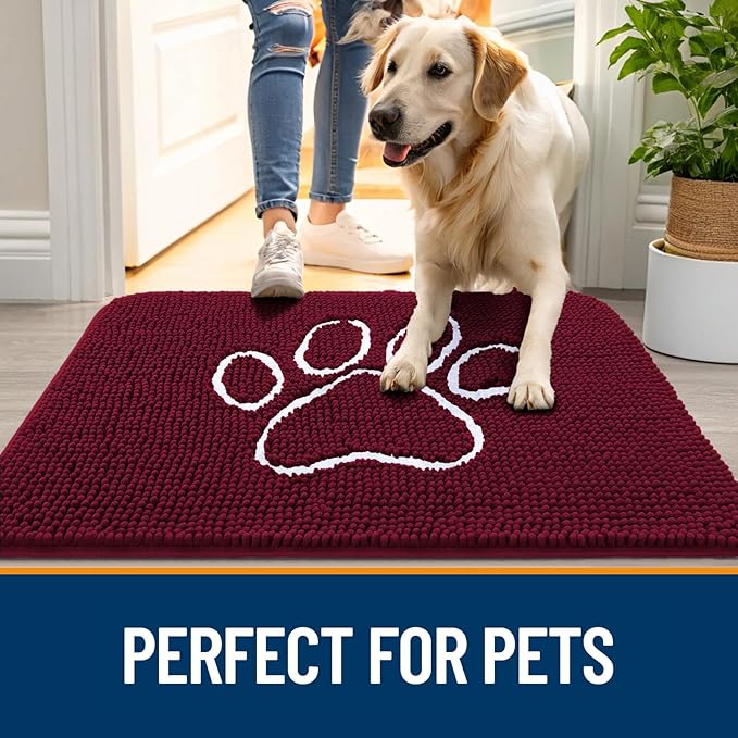 OLANLY Door Mat for Muddy Dog Paws 40x32, Ultra Absorbent Chenille Mud Doormat - Image 6