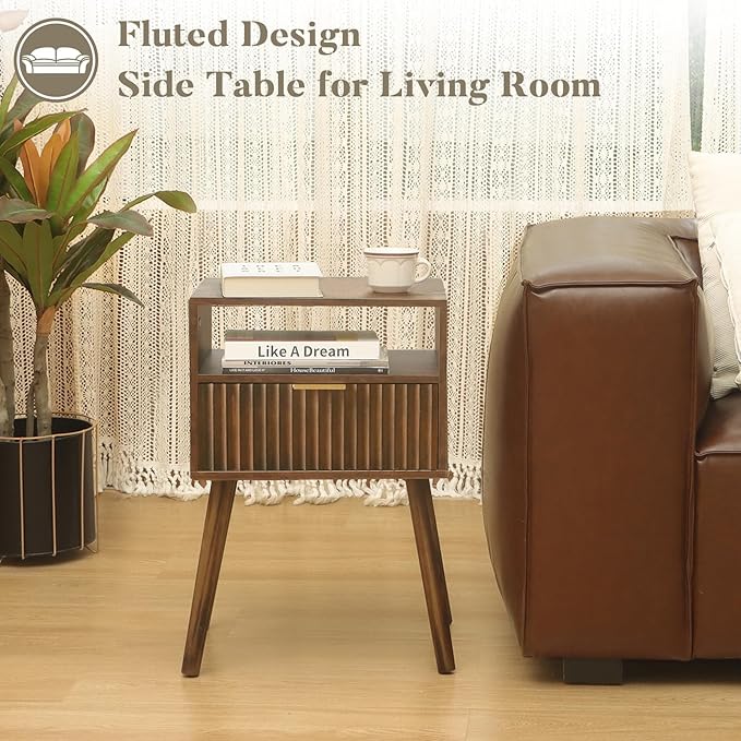 Walnut Nightstand, Wooden Bedside Table - Image 8