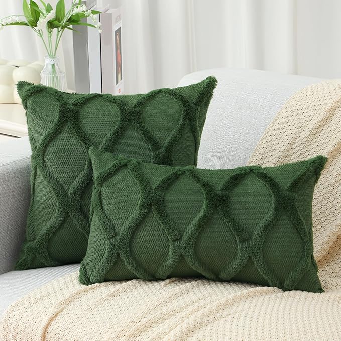 decorUhome Throw Pillow Covers 26x26 Inch Set of 2, Soft Plush Faux Fur Wool - Image 4