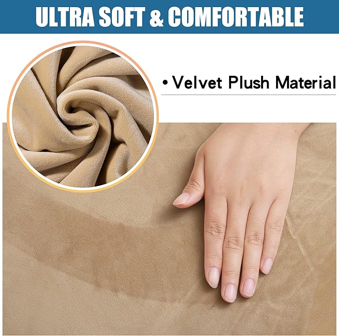 Smiry Velvet Seat Covers for Dining Room Chair Set of 2, Stretch Fit Removable - Image 2