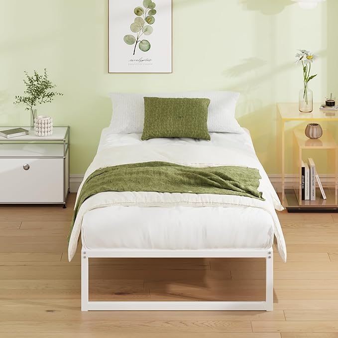 EMODA 12 Inch Twin Bed Frames, Metal Platform White Bed Frame Twin No Box - Image 6