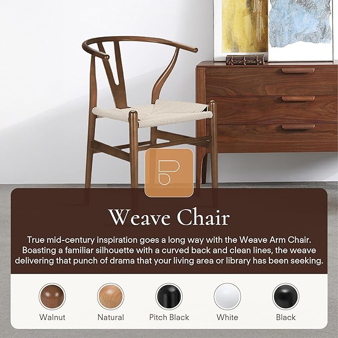 POLY & BARK Weave Dining Chairs – Mid-Century Modern Wishbone Dining Chairs - Image 3