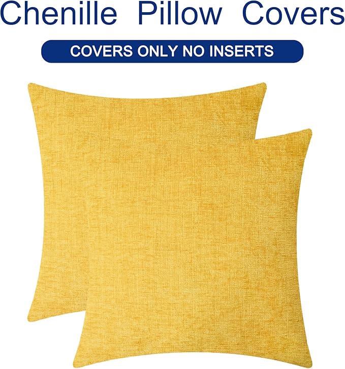 CaliTime Throw Pillow Covers Decorative 22 X 22 Inches Pack of 2 Cozy Chenille - Image 6