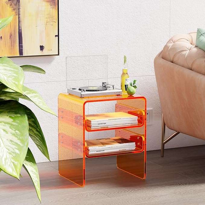 Clear Acrylic 3-Tier End Table/Nightstand – Sleek Bedside Storage - Image 9