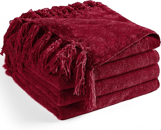 Chenille Throw Blanket for Couch 50"X 60", Soft Cozy Throws by LONGCREATE