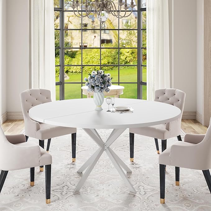 47.24" Round Dining Table, Modern Dining Room Table - Image 2