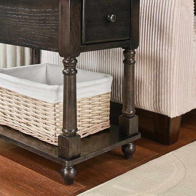 LEEMTORIG Set of 2 Solid Wood End Table Narrow Side Table - Image 6
