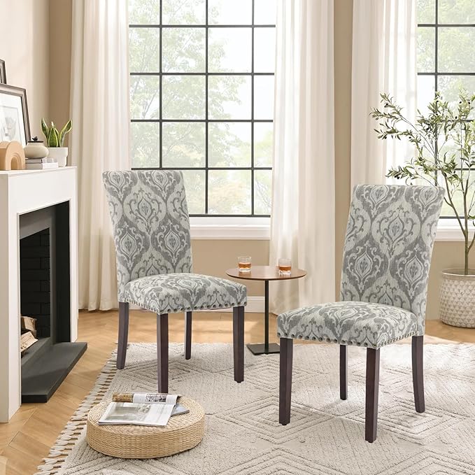 Parsons Dining Chairs Set of 2, Upholstered Nailhead Dining Room Kitchen Side - Image 7