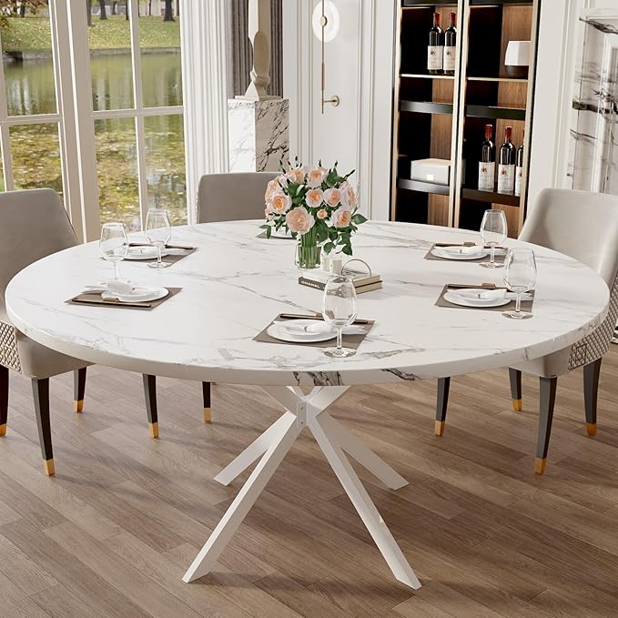 47.24" Round Dining Table for 4-6 Person, Round Kitchen Table - Image 7