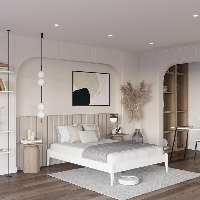 Bme Dinkee Signature Ivory White Queen Bed Frame Without Headboard - Image 6