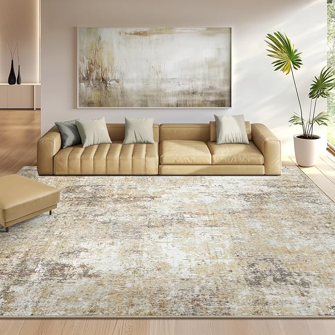 Washable Area Rugs 9'x12' Non-Slip Modern Abstract Soft - Image 4