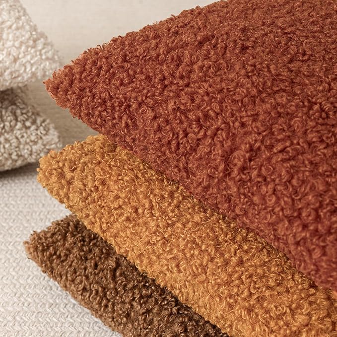 Foindtower Set of 2 Curly Teddy Wool Pillow Covers Decorative Boucle Textured - Image 6