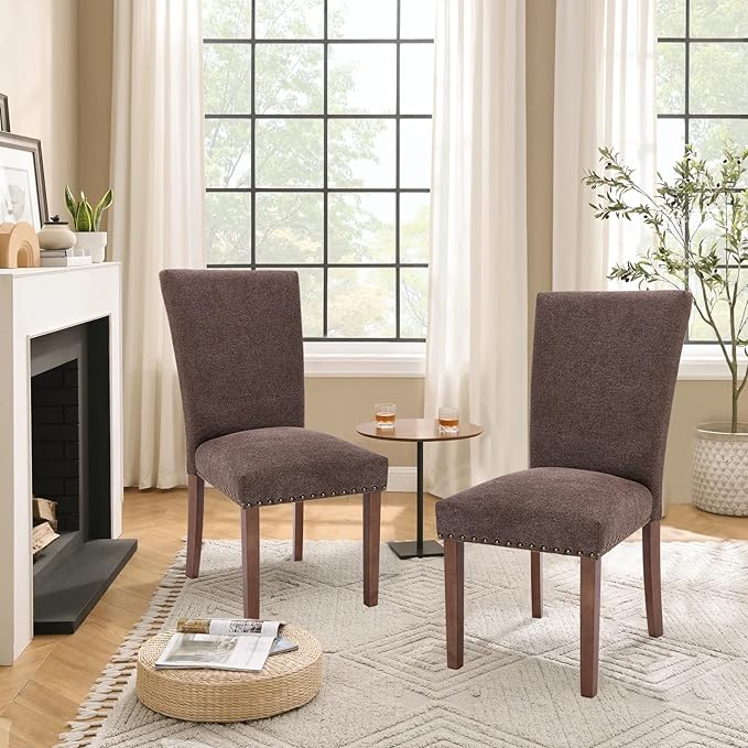 Parsons Dining Chairs Set of 2, Upholstered Nailhead Dining Room Kitchen Side - Image 7