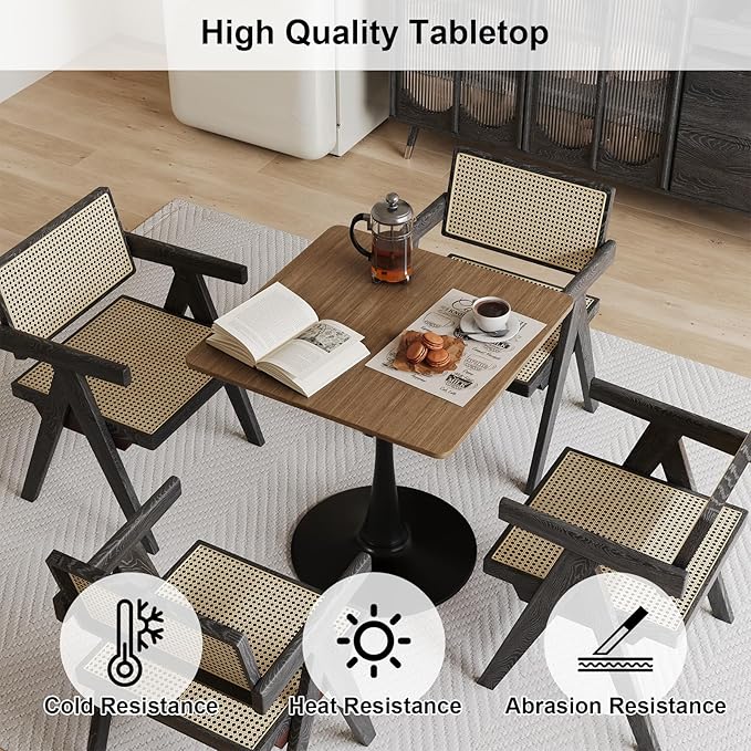Walnut Square Tulip Table for 2, 24 Inch Small Dining Table - Image 7