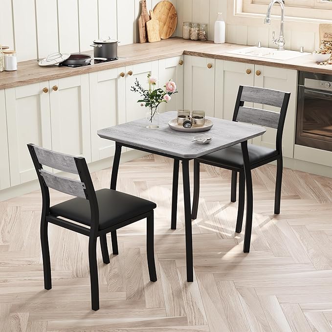 GAOMON Dining Table Set for 2, 3 Piece Small Kitchen Table and 2 Upholstered by GAOMON