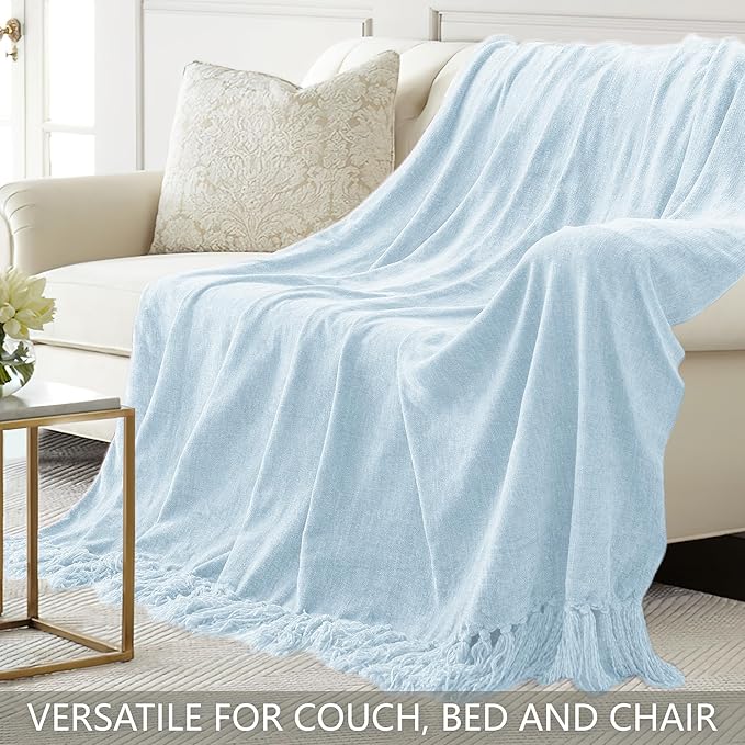 Chenille Throw Blanket for Couch 60"X 80" Twin, Soft Cozy Throws - Image 4