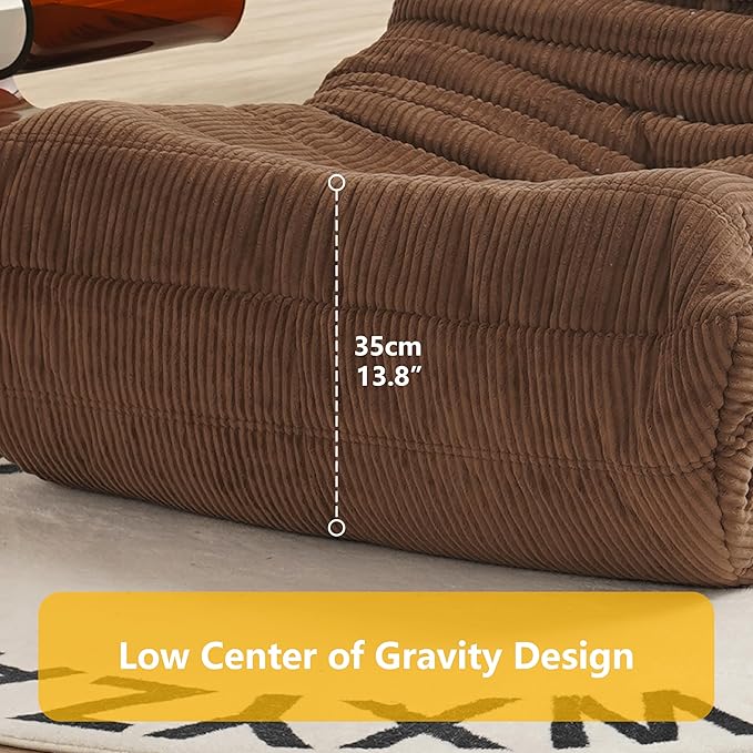 N&V Mid Century Armless Floor Sofa, Soft Premium Corduroy Lounge Chair - Image 2