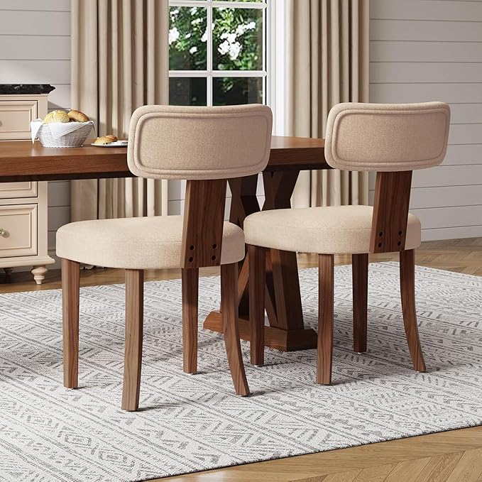 Farmhouse Chair Set of 4, Mid Century Modern Dining Chairs, Sherpa Upholstered - Image 2