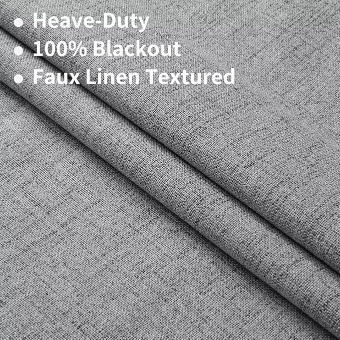 Joydeco Natural Linen Curtains 90 inch Length 2 Panels Set Burg 100% Blackout - Image 2