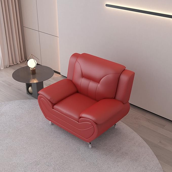 Container Furniture Direct Michael Modern Faux Leather Upholstered Stainless - Image 20