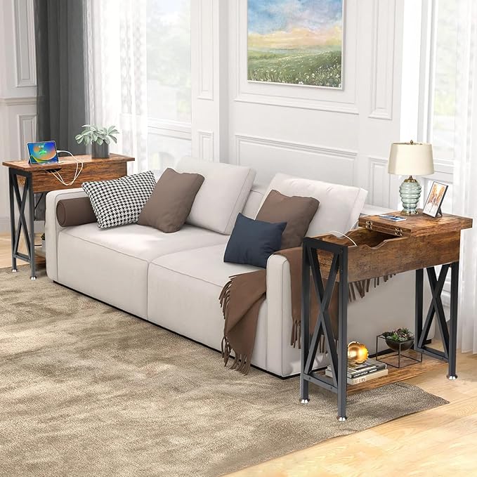 TooCust End Tables Living Room Set of 2, Narrow Side Table - Image 8
