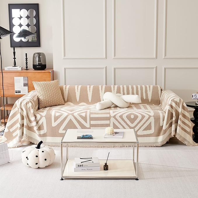 STACYPIK Boho Couch Cover, Khaki Sofa Cover by STACYPIK