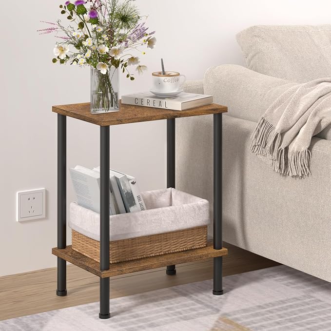 End Table, Small Side Table, 2-Tier Nightstand by YUFAM