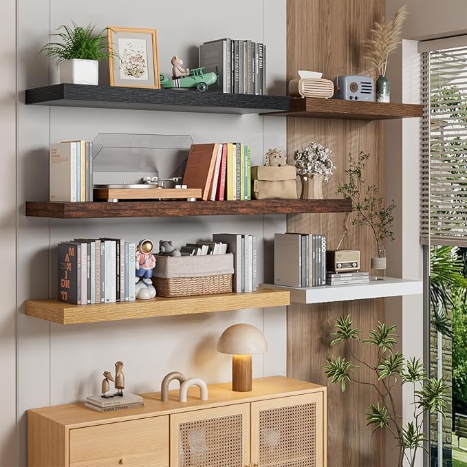 Heimlove 36 Inch Long Walnut Floating Shelf - Image 2