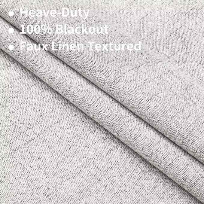 Joydeco Natural Linen Curtains 120 inch Length 2 Panels Set Burg 100% Blackout - Image 2