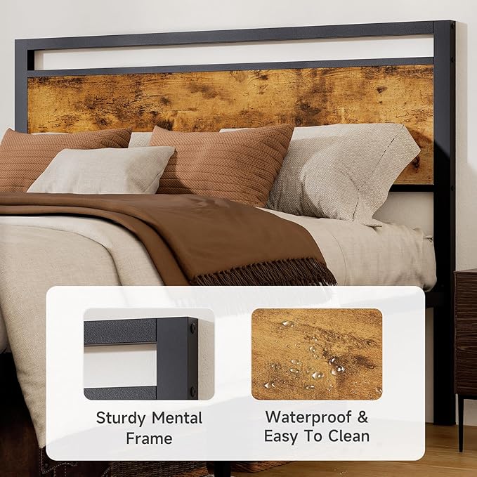Z-hom Queen Bed Frame with Modern Wood Headboard & Footboard, Upgraded Heavy - Image 4