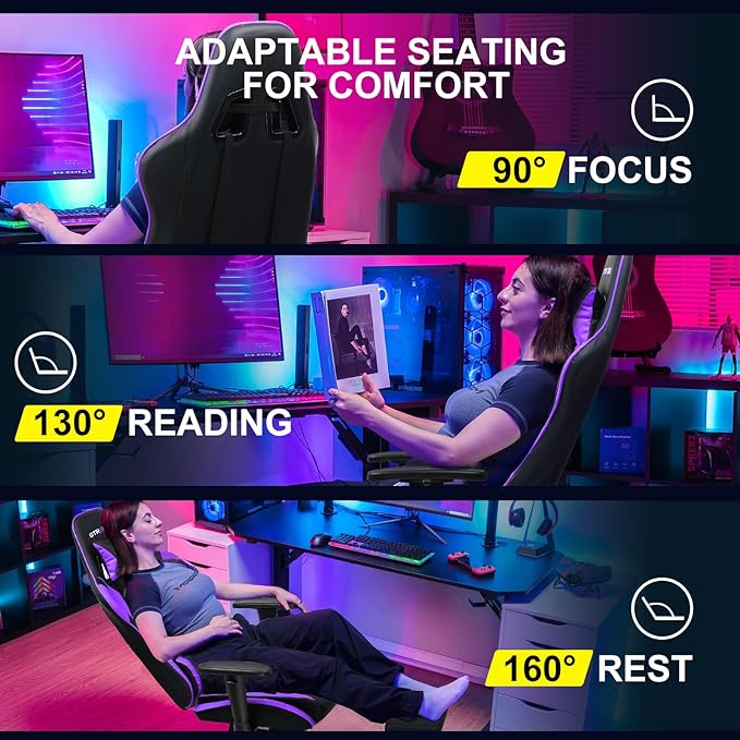 GTRACING Gaming Chair with Footrest, Ergonomic Computer Game Desk Chair - Image 5