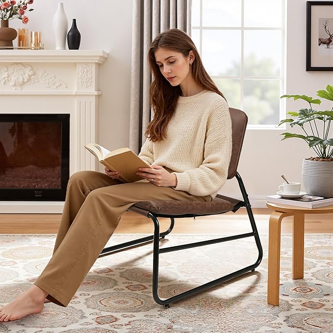 Modern Accent Chair Comfy Living Room Chair Armless Sling Accent Chairs by DAICO