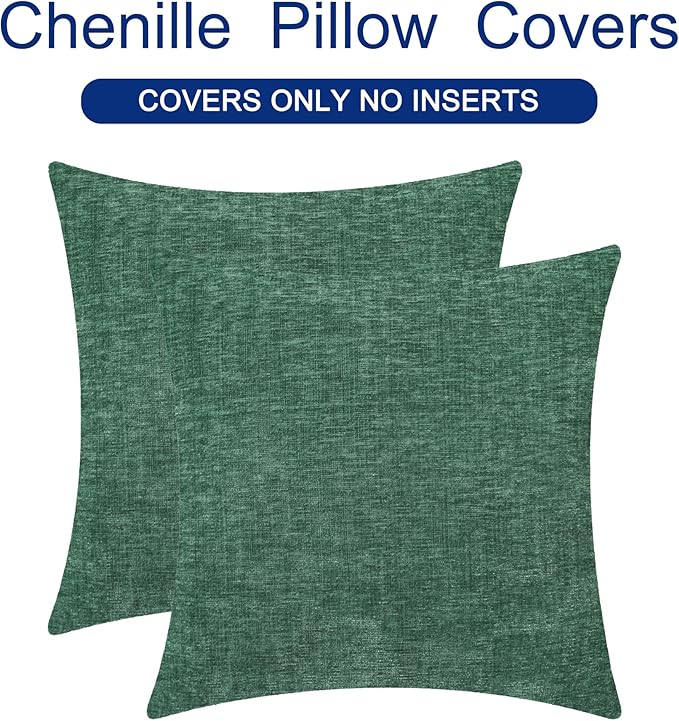 CaliTime Throw Pillow Covers Decorative 18 X 18 Inches Pack of 2 Cozy Chenille - Image 6