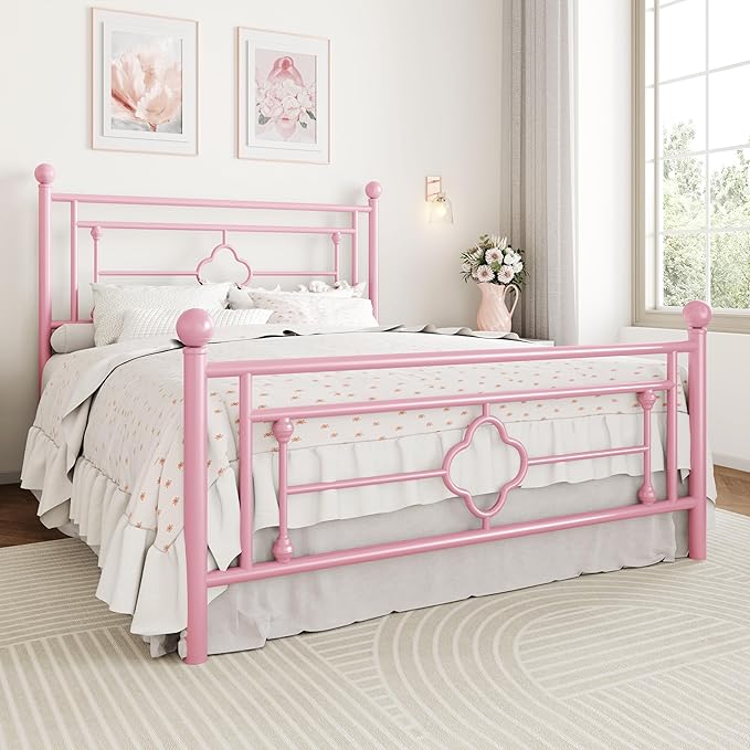 SHA CERLIN 14 Inches Full Size Metal Platform Bed Frame/Vintage Iron-Art - Image 3